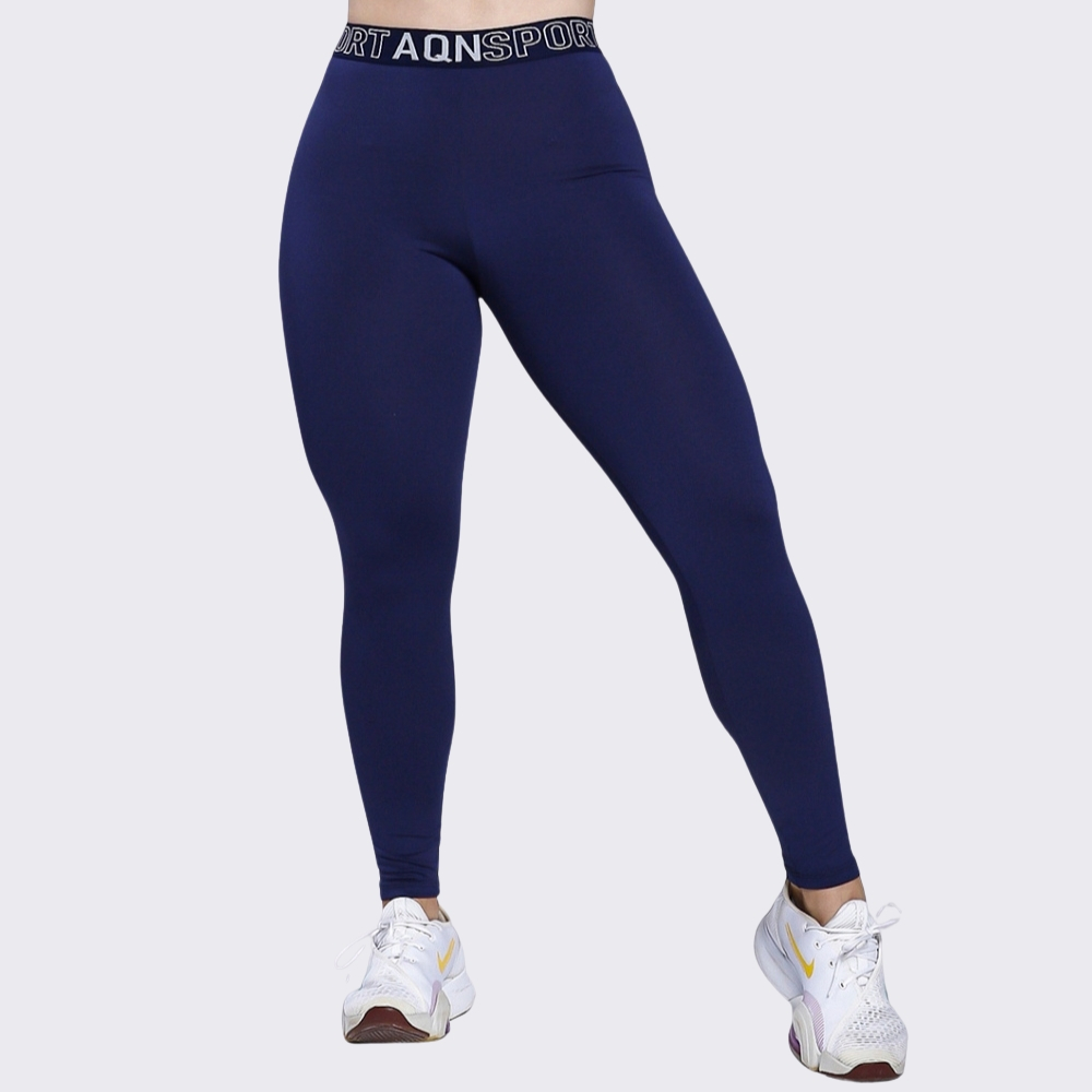 Imagem Promoção Calça Legging Fitness Basic Com Elastico Marinho AQN SPORT Zero Transparência