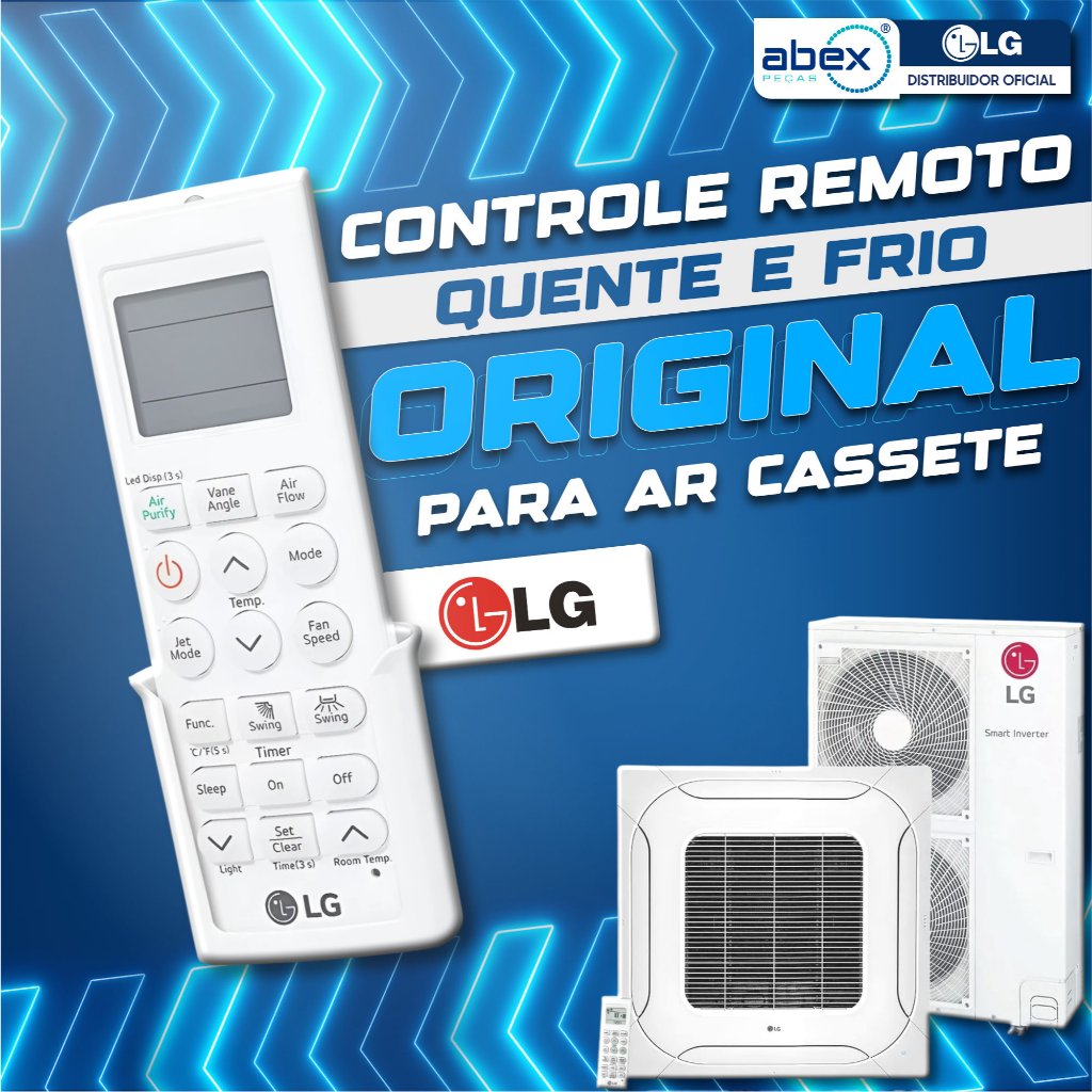 Controle Para Ar Condicionado LG Cassete Quente Frio ATNW18GPLP1 AKB73757604 Com Suporte Original