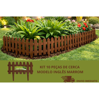 Kit 10 Cercas de Jardim Modelo Inglês Marrom 41cm x 19cm com Haste 10cm  Resistente | Envio Imediato em Oferta na Shopee