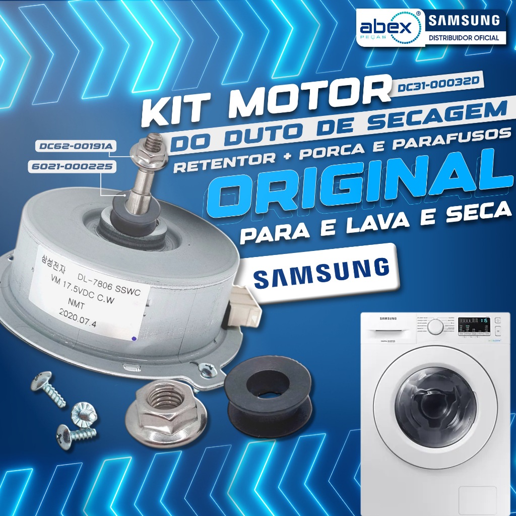 Motor Duto De Secagem Lava E Seca Samsung WD106 WD10 WD11 DC31-00032D Com Porca E Retentor Original