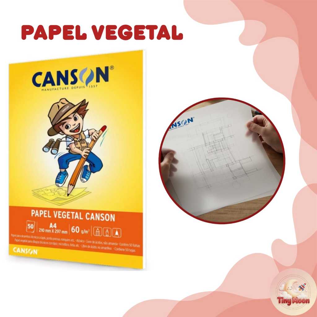 Bloco Papel Vegetal Canson A4 50 Folhas Desenhos Tecnicos Decalques de Tatuagem Artesanatos
