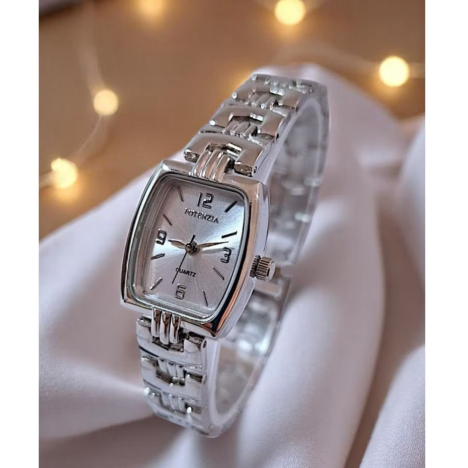 [POT01] Relógio Feminino Mini Quadrado Potenzia Elegante Social Pulseira Aço Prova D'água em Oferta na Shopee