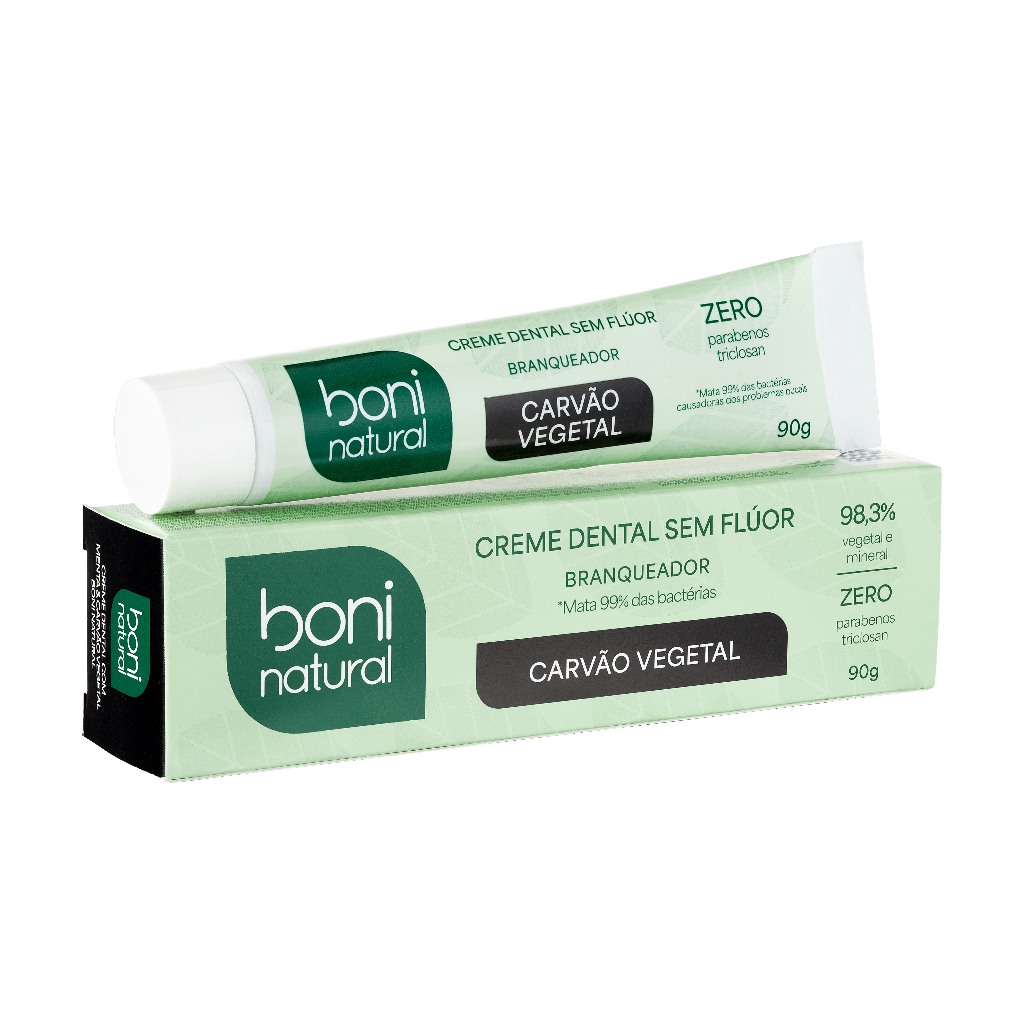 Creme Dental Boni Natural Menta e Carvão Vegetal 90g