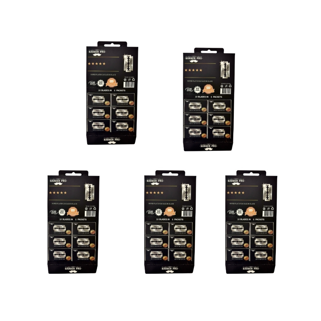 Kit 5 Pacotes De Laminas Barber Pro Premium Com 60 Laminas