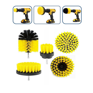 Kit 5 Escovas De Limpeza Encaixe Parafusadeira Furadeira Limpeza Automotiva Pesada Lavar Sofás Tecidos Couros Estofados em Oferta na Shopee