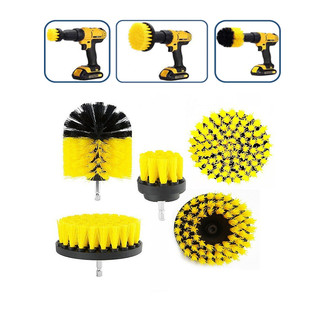 Kit 5 Escovas De Limpeza Encaixe Parafusadeira Furadeira Limpeza Automotiva Pesada Lavar Sofás Tecidos Couros Estofados