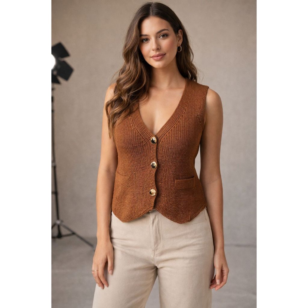 Colete Tricot Modal Alfaiataria Texturizado
