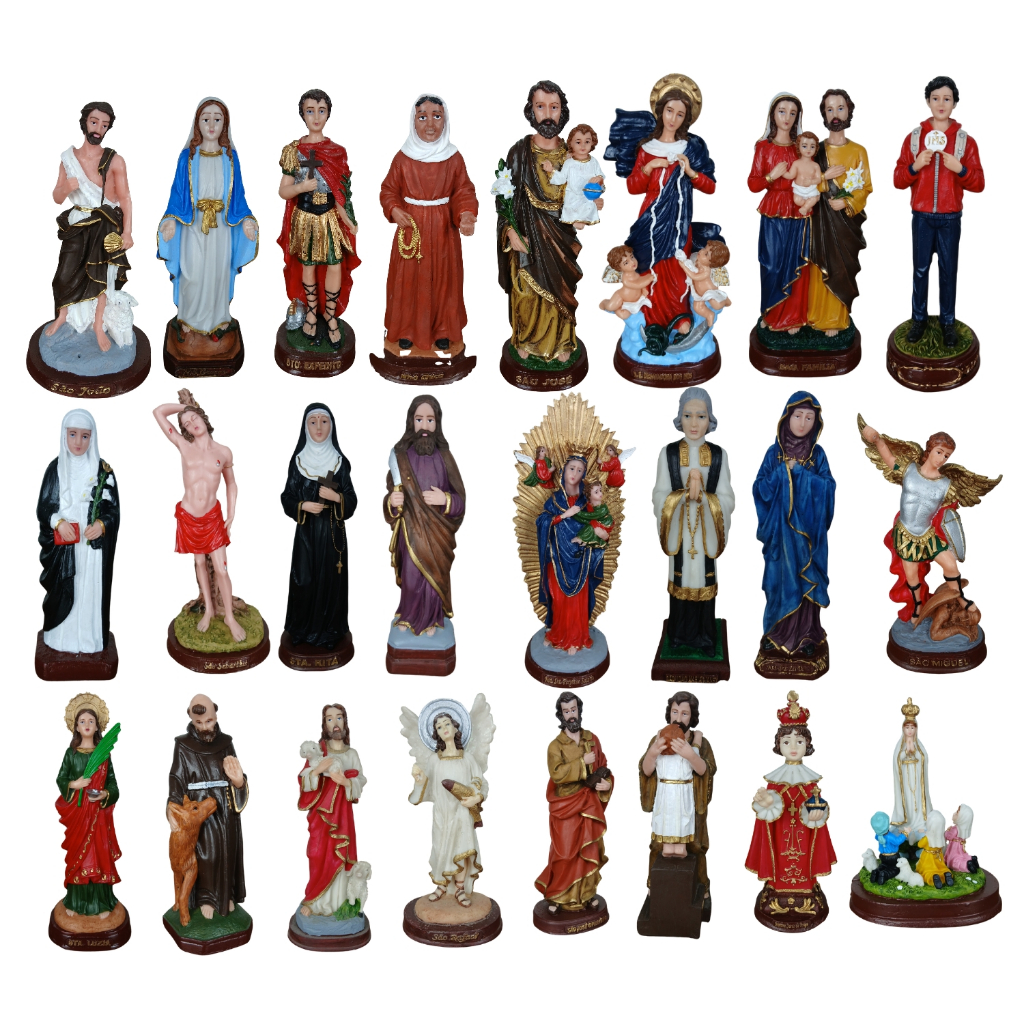 Imagem Religiosa 20cm Resina Pintada à Mão Estátua Católica Decorativa Altar Casa Presente Fé Proteção