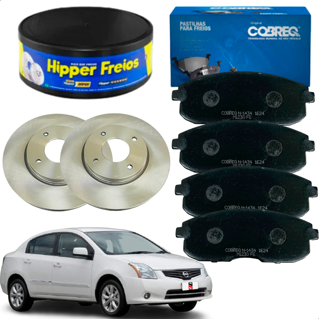 2x Disco Freio + 4 Pastilha Sentra 2.0 2007 2008 2009 2010 em Oferta na Shopee