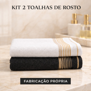 Kit  2 Toalha de Rosto Roma 45x73cm 100% Algodão Felpudo Alta Absorção Banheiro em Oferta na Shopee
