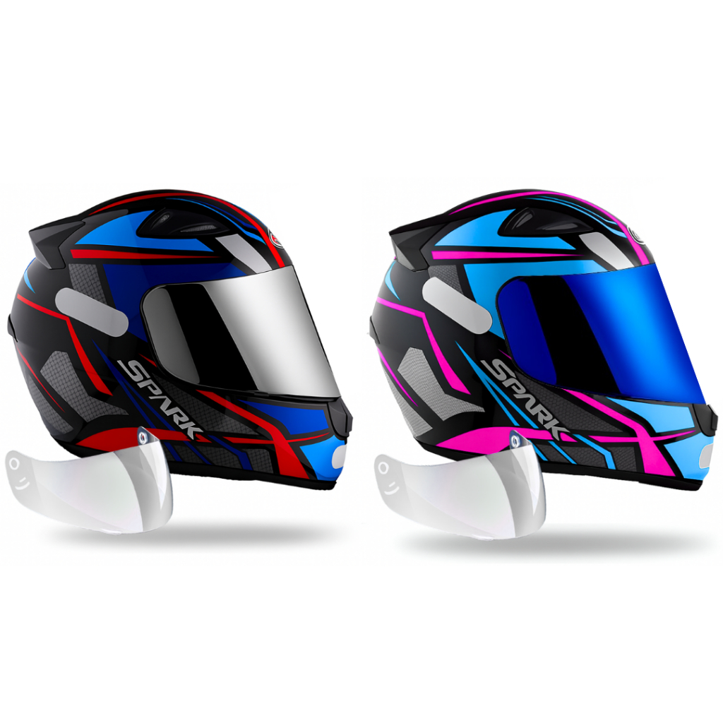 Kit Capacete Ebf Azul E Tiffany + Viseiras Cromada/iridium