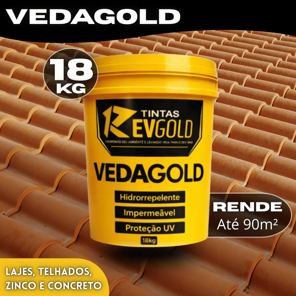 Revgold Vedagold 18kg Impermeabilizante Manta Líquida Telhado Laje Concreto Alta Durabilidade