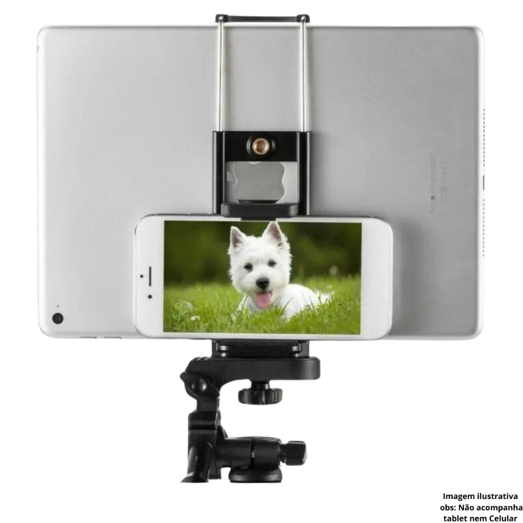 Suporte 2 em 1 SmartPhone e Tablet para Tripé e Bastões Selfie Celular