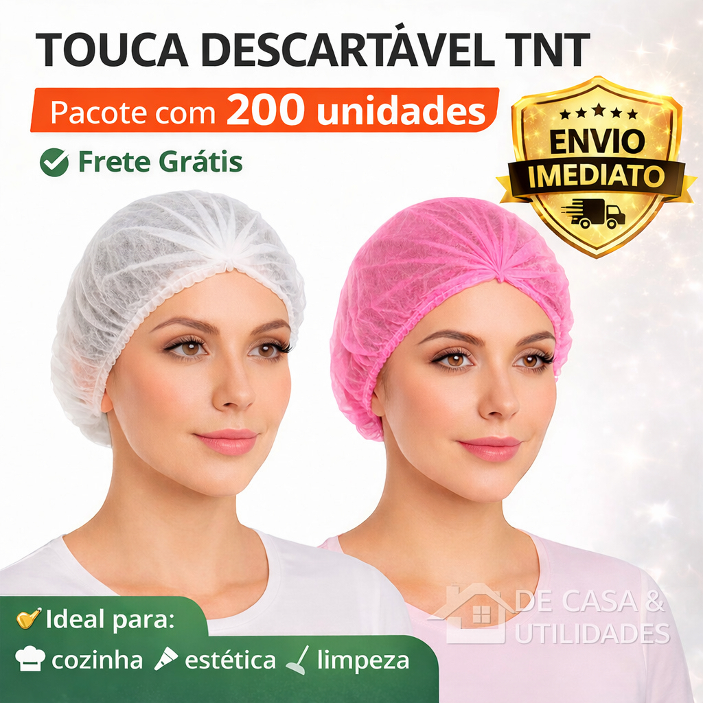 Touca Descartável TNT Rosa Branca 100 Unidades Sanfonada Hospitalar Estética Cozinha Proteção em Oferta na Shopee