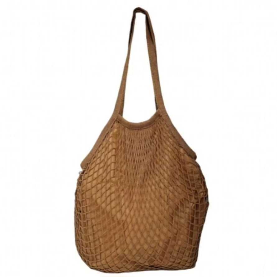 Bolsa Feminina Sacola De Praia Compra Passeio Rede Vazada Crochê Com Forro