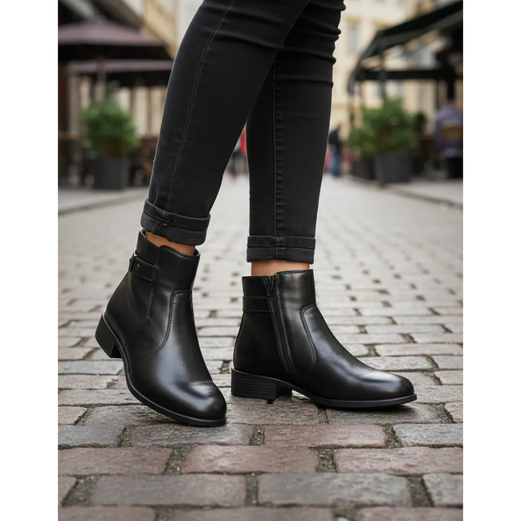 Coturno Feminino Cano Curto Bota Preta Saltinho Baixo Country Montaria Rasteira Zíper Lateral Macia