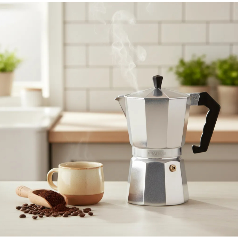 Cafeteira Italiana Alumínio faz 9 Xícaras Aço Decorada Top Cafeteira Rápida