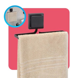 Porta Toalha de Rosto Barra Banheiro Lavabo Toalheiro Sem Furo Fixação Dupla Face Preto Arthi