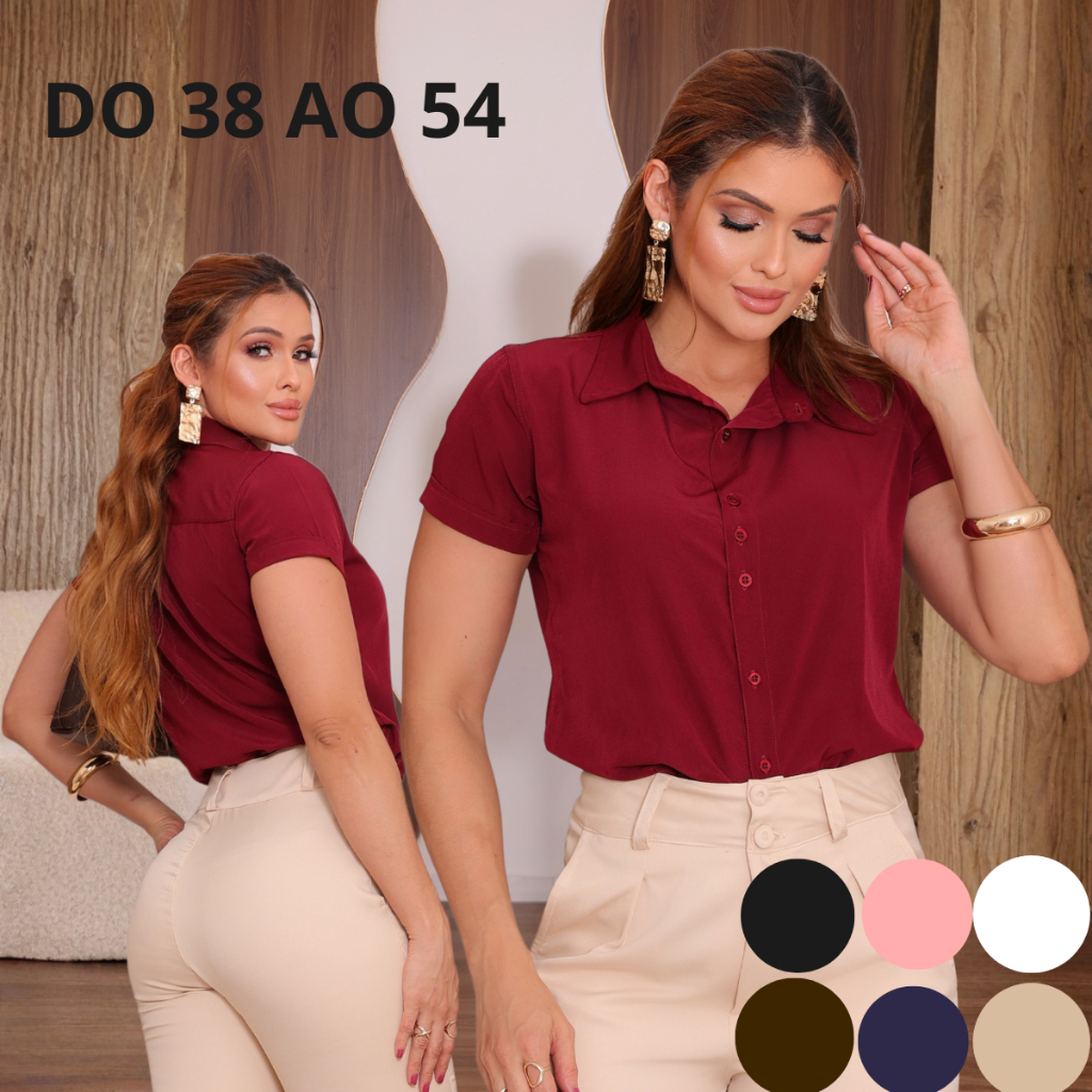 CAMISA SOCIAL FEMININA ALFAIATARIA TECIDO E ACABAMENTO PREMIUM em Oferta na Shopee
