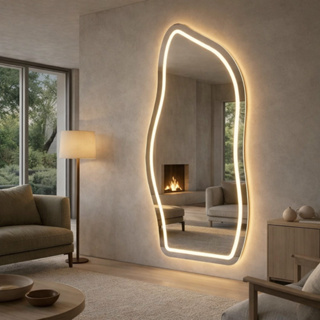 Espelho Orgânico FLAME JATEADO 120x50cm LED Touch 3 Cores Corpo Inteiro Decorativo Moderno em Oferta na Shopee