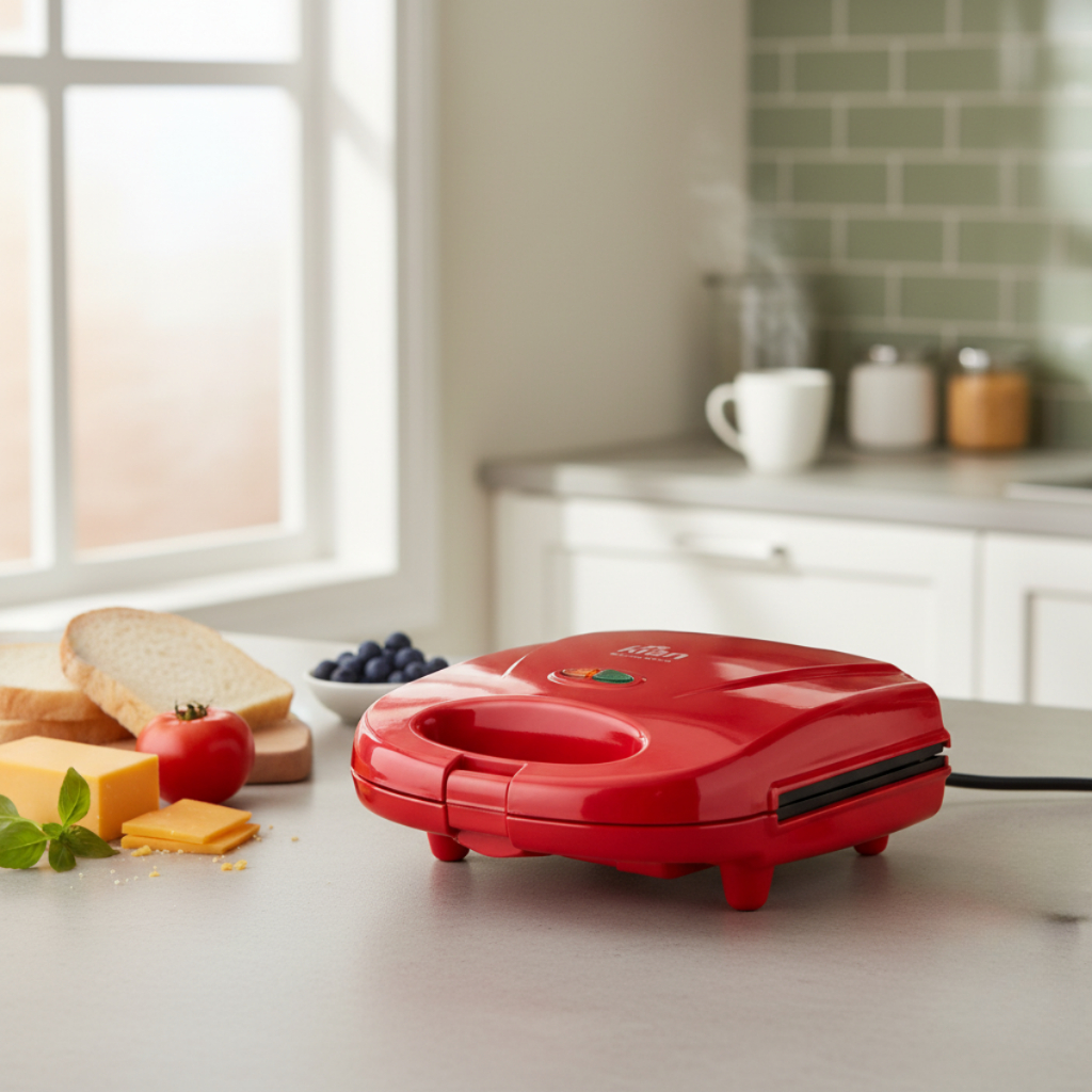 Sanduicheira Elétrica Grill Antiaderente 750w Compacta Potente Fácil de Limpar Vermelho Preto