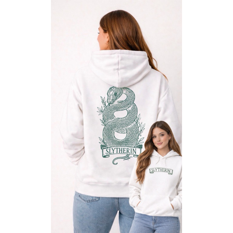 Moletom Unissex Saga Harry Potter Casa Sonserina Slytherin Com Capuz E Bolso Canguru Costura Reforçada