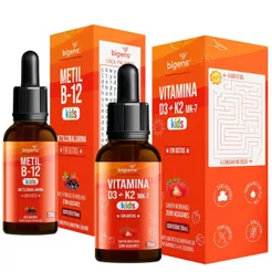 Kit Kids Bigens Metil B12 Metilcobalamina + D3 K2 MK7 em Gotas 2 Frascos 20ml