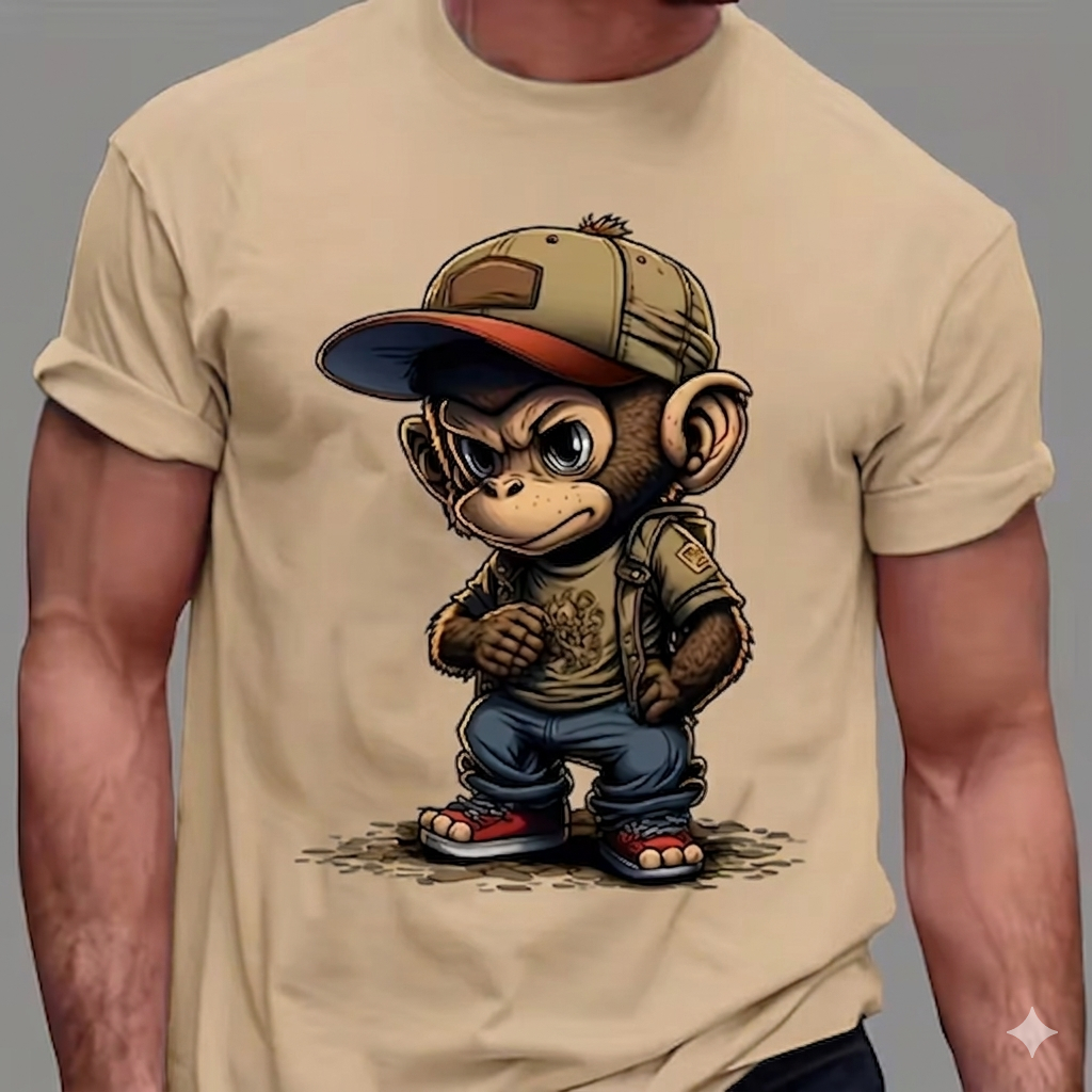 CAMISETA MASCULINA ESTAMPADA MACACO URBAN STYLE,ESTILOSA,EXCLUSIVA AUTENTICA,100%ALGODAO