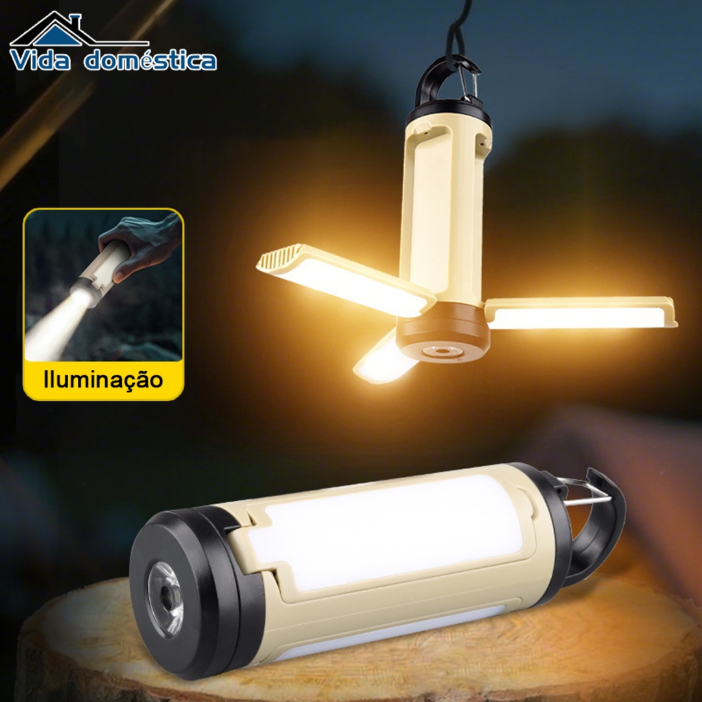 Lâmpada de Acampamento Iluminaria De Emergencia Recarregável Camping Lâmpada Portátil Com Gancho