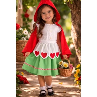 Vestido chapeuzinho vermelho aquarela Aniversário em Oferta na Shopee