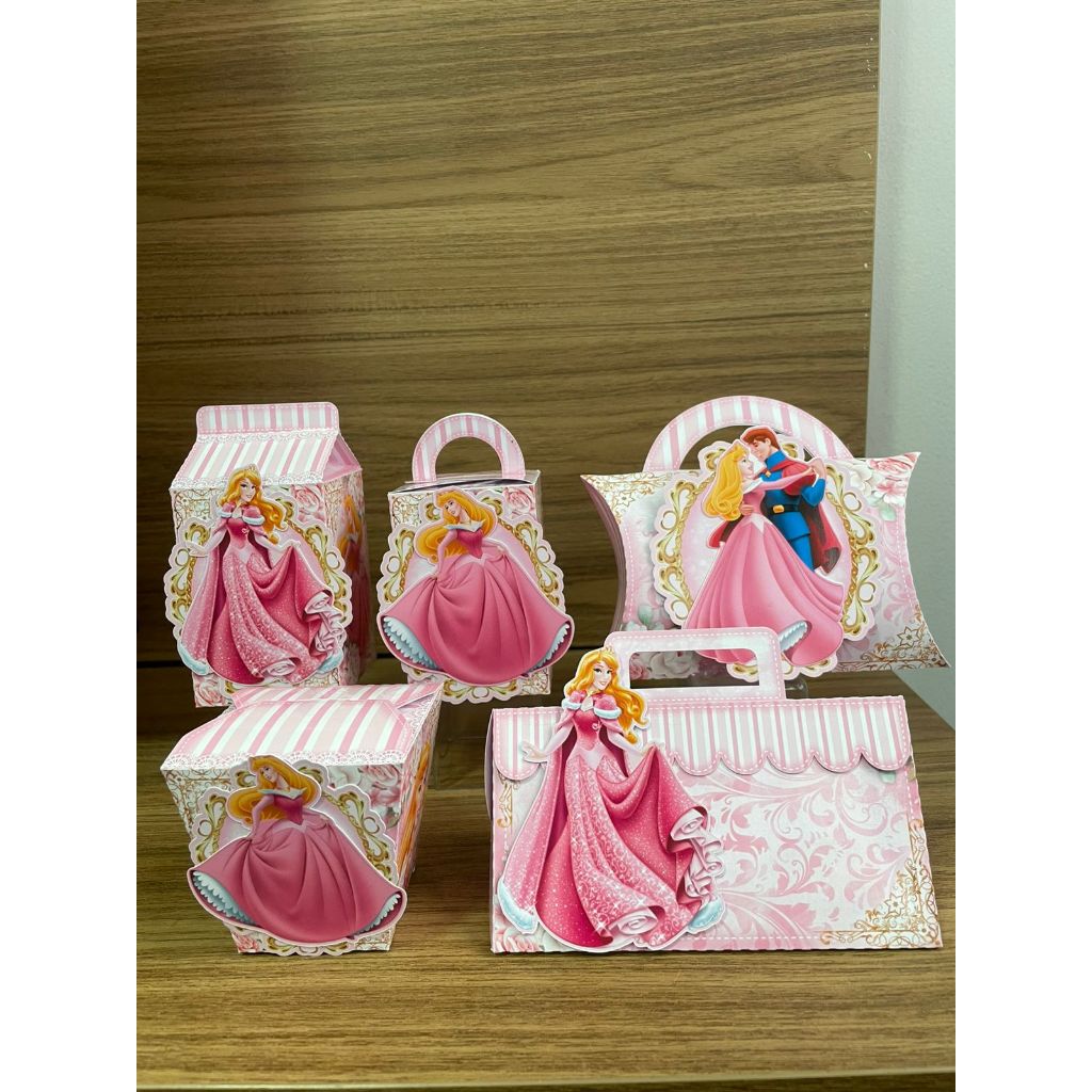 Kit Festa Princesa Aurora (Bela Adormecida) | Caixas Personalizadas 3D | Lembrancinhas Pegue e Monte