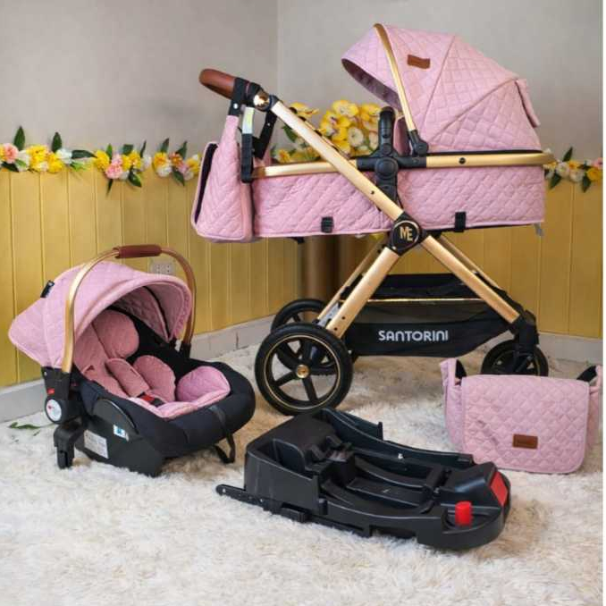 Carrinho de bebê com Bebê conforto Luxo europeu com Amortecedores, Rodas grandes de borracha + Bolsa