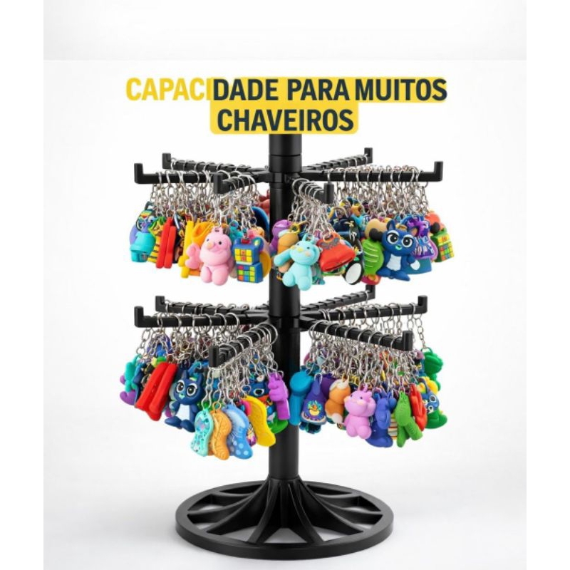Expositor Giratório para chaveiro e bijuterias com Placa de preço-organizador (acompanha brinde especial)