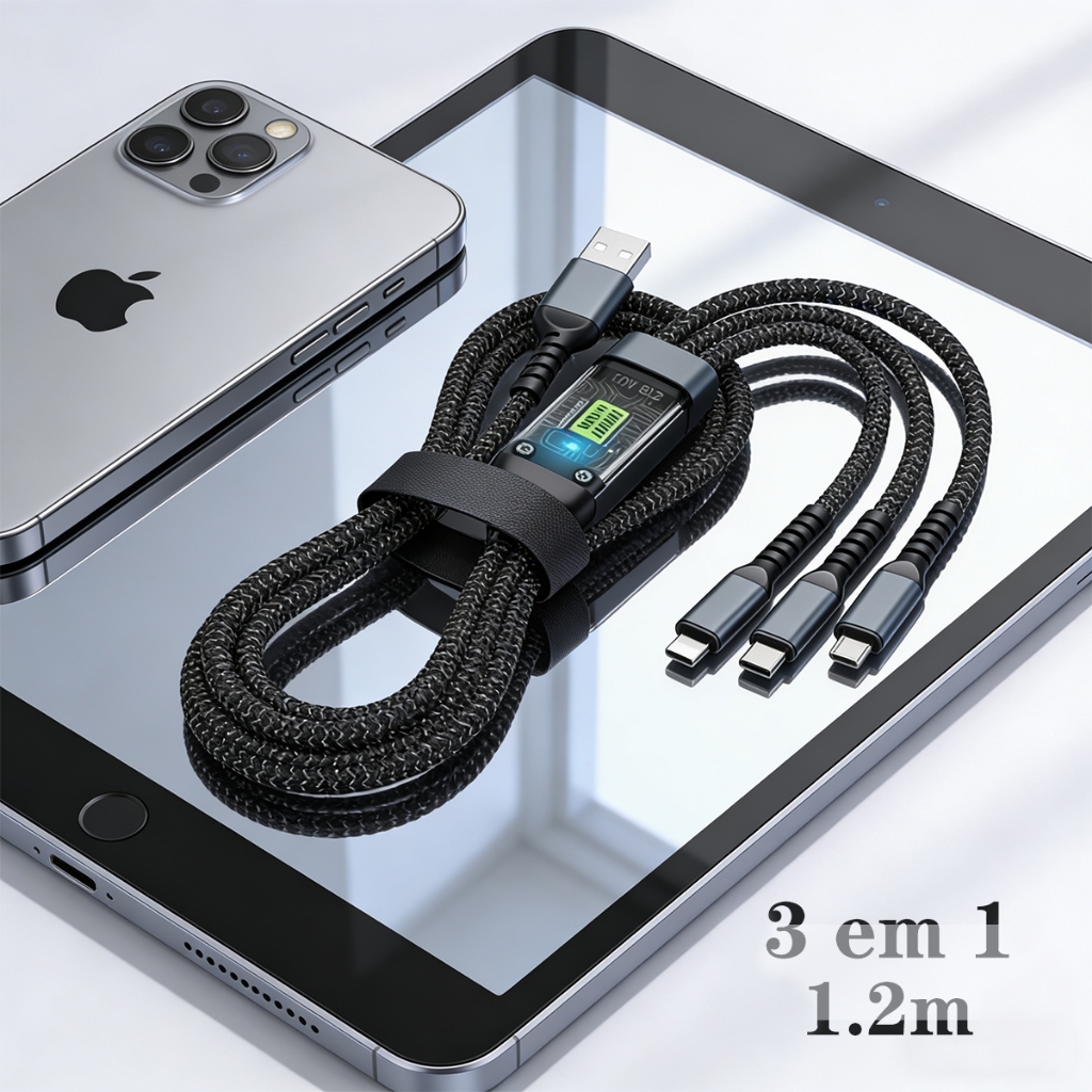 Carregador USB/Cabo de dados USB/Cabo carregamento celular/Carregador de celular  Compatível com sistemas Apple  Android