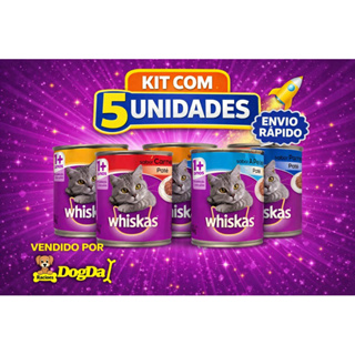 KIT COM 5 LATAS PATÊ WHISKAS GATO 290G em Oferta na Shopee