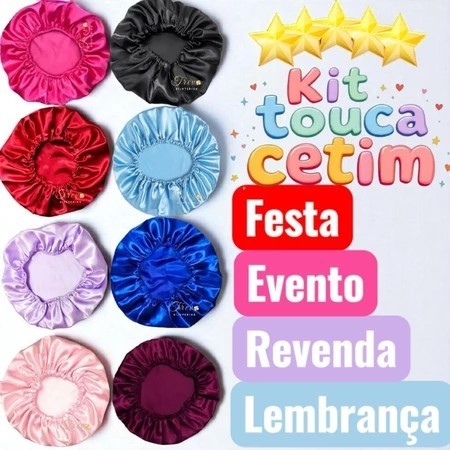 KITS COM 1 , 2 , 3 , 4  OU 5 DUZIAS DE TOUCAS SIMPLES  COLORIDAS DE CETIM ANTIFRIZ PARA BRINDES OU REVENDAS