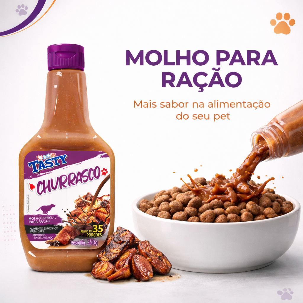Molho Para Ração de Cachorro Doogs Tasty Churrasco 250g Deixa a Ração Mais Saborosa