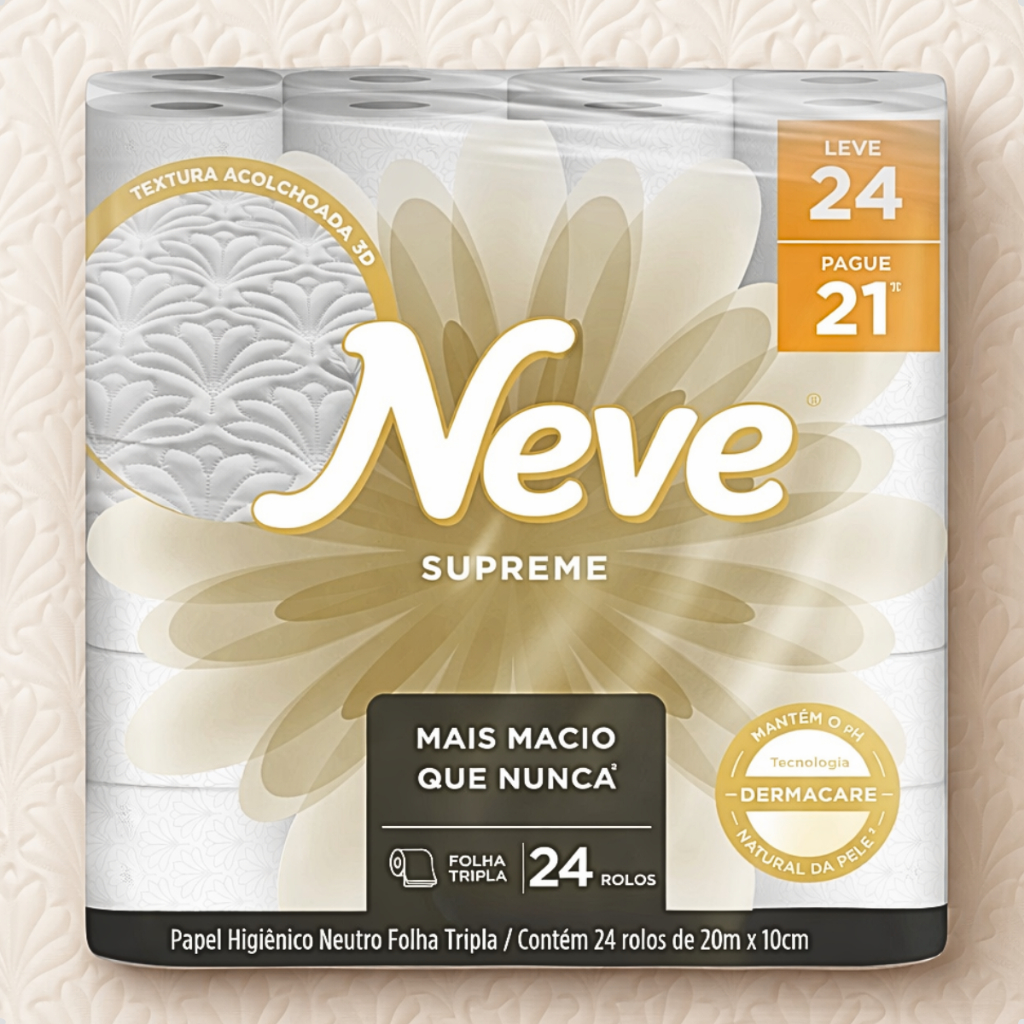 Papel Higiênico Folha Tripla Neve Toque Seda 24 Rolos