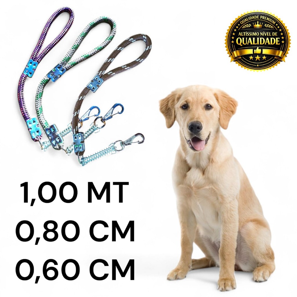 Coleira guia cachorro para adestramento e passeio confortável e resistente