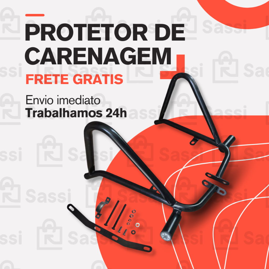 Protetor Motor Carenagem Fazer Factor 150 Slider Moto Preto Reforçado Facil Instalação + Brinde