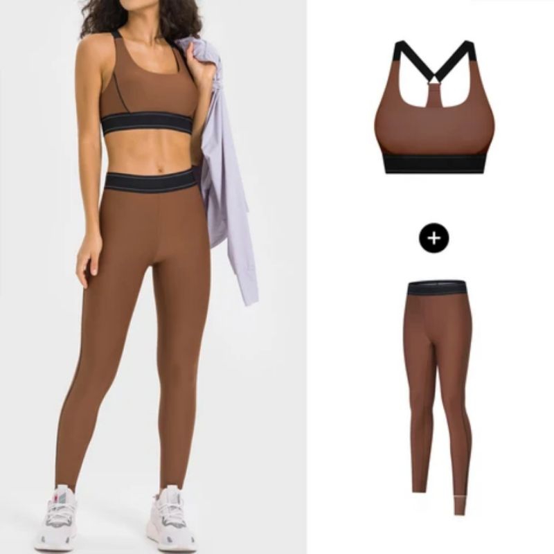 Conjunto Fitness Feminino Academia Top + Legging Cintura Alta Moda Esportiva Confortável Academia Treino