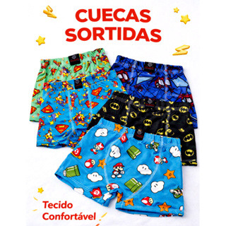 Cueca Boxer Box Infantil Menino estampada confortável desenhos animados P M G GG em Oferta na Shopee
