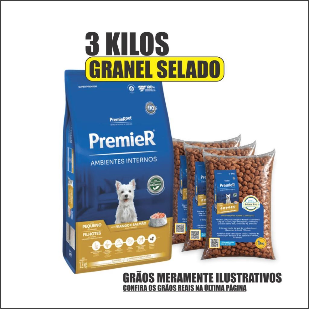 Premier Raças Pequenas Ambientes Internos Filhotes Granel Selado Ração Super Premium Cães