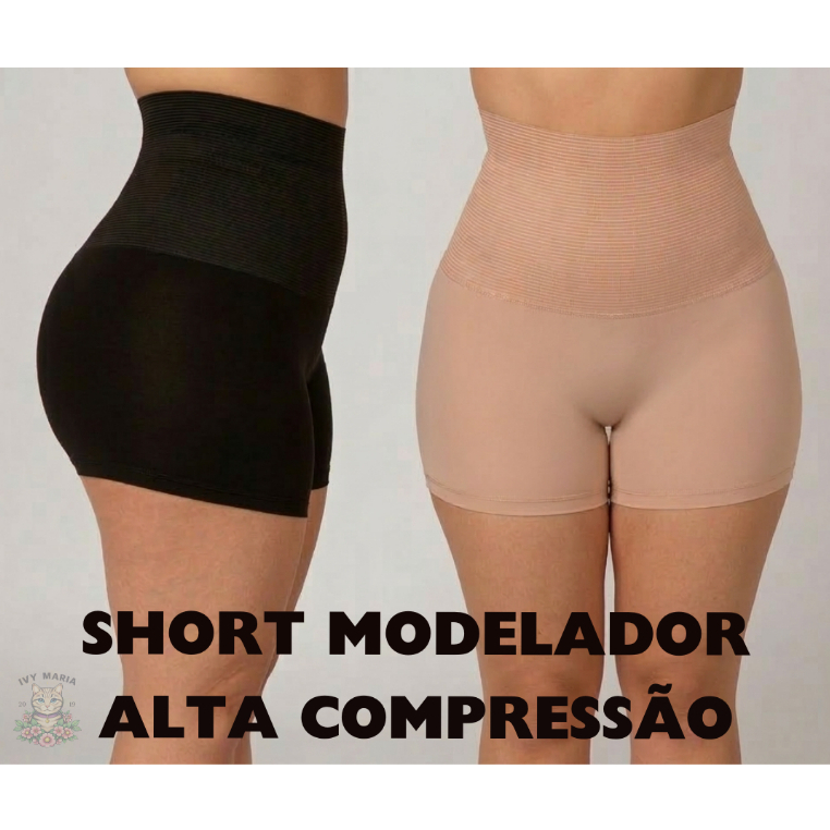 Kit 2 Bermuda Modeladora Anágua Cinta Short Feminino Alta Compressão Reduz Medidas Pós-Parto