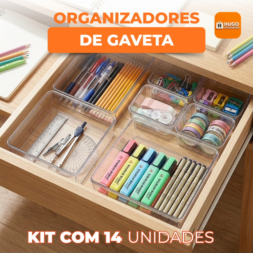 Kit 14 Organizador Modular Multiuso Acrílico Cristal Cesto Gaveta Maquiagem Geladeira em Oferta na Shopee