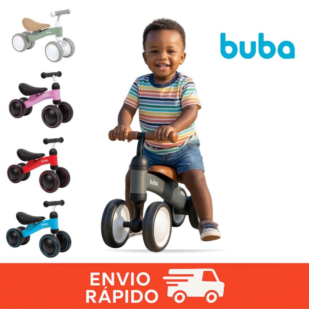 Bicicleta de Equilíbrio Infantil Com 4 Rodas Para Bebê e Criança Buba Andador Sem Pedal em Oferta na Shopee