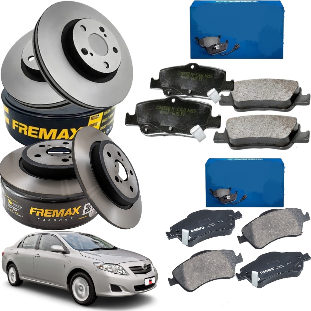 Kit Discos + Pastilhas De Freio Diant/tras Corolla 2008 /...
