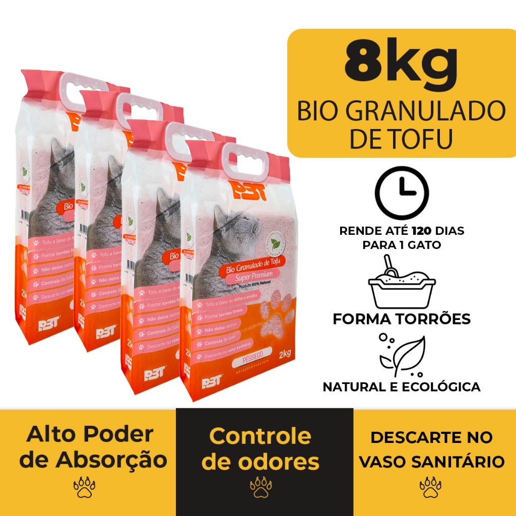 Granulado Biodegradável De Tofu Areia Banheiro Sanitário de Gato PÊSSEGO P3T
