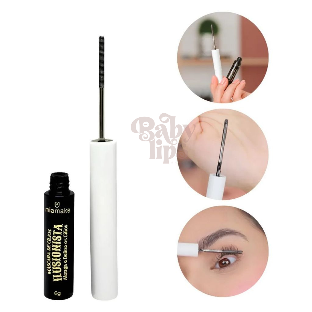 Máscara de Cílios Rímel Ilusionista Alonga e Define Mia Make 6 g Pincel Tecnológico Lançamento em Oferta na Shopee