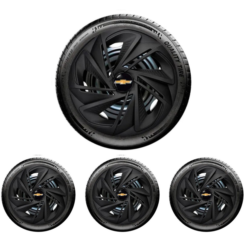 Kit 4 Calotas Esportivas Nitro Preto Fosco Aro 13/14 Serve em Todos os Modelos de Carro